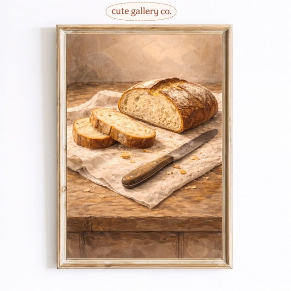 Rustic Bread Loaf Artisan Bakery Wall Art Home Decor Unframed Paper Print