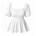 thumbnail image 4 of CAIXIA Womens Square Neck Smocked Peplum Blouse Top Ruffle Short Sleeve Flowy Babydoll Cute Shirt Tops, 4 of 4