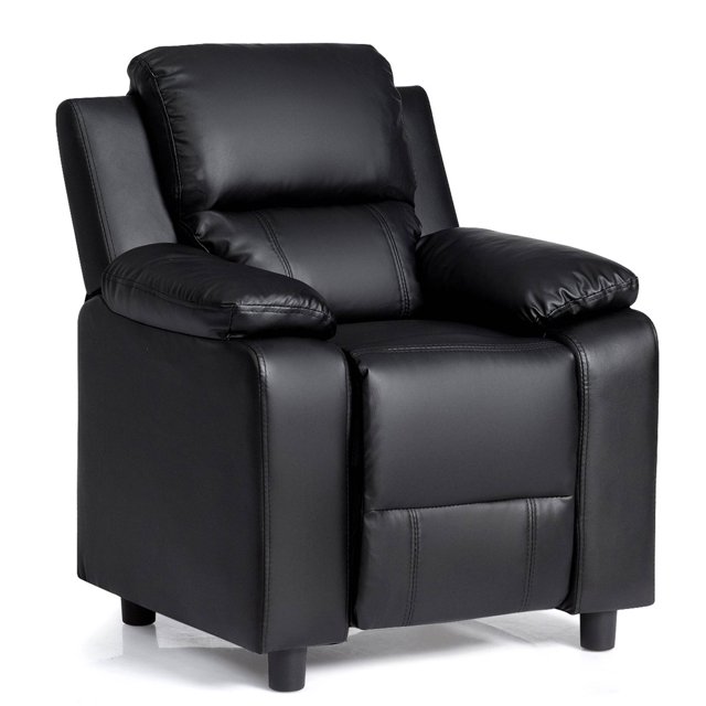 Costway PU Leather Kids Recliner with Armrest & Headrest Lounge 3 Color