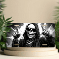 thumbnail image 6 of 1 Pcs 2D Flat License Plate Covers & Frames, Skull in Hood and Sunglasses For Decorative Front, Waterproof For Decoration Aluminum License Plate Covers & Frames Cover For Men Women, 12" X 6", 6 of 7