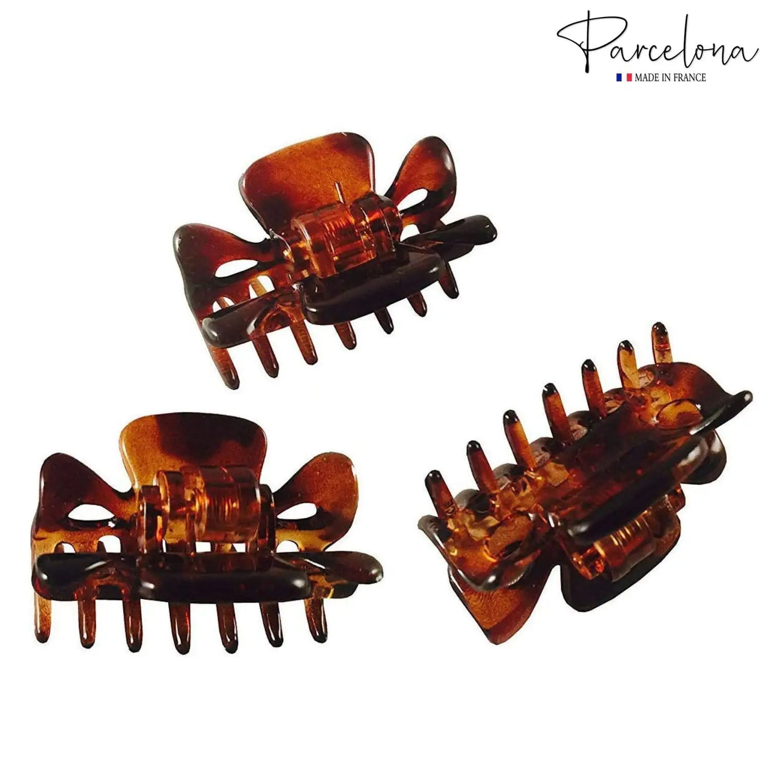 Parcelona French Classic 1.5" Small Celluloid Set of 3 Hair Claws for Women (BlushPink)