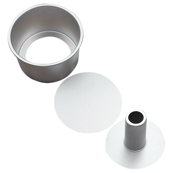 FONWILYO 8 Inch Aluminum Cake Pan Chiffon Cake Tube Pan For Baking Round Removable Bottom