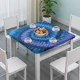 thumbnail image 3 of Blue Tie Dye Pattern Square Fitted Tablecloth with Elastic Edge,Square Table Cover,Washable Elastic Table Cover for Home Kitchen Party Decor 34"x34", 3 of 6
