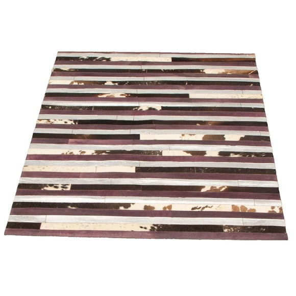ECARPETGALLERY Tapis Fait à la Main pour Salon, Salle à Manger et Chambre à Coucher Contemporain Collection Patchwork en cuir 4'0" x 6'0" en Brun