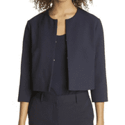 Boss Jileky Collarless Short Jacket in Blue, Size 14