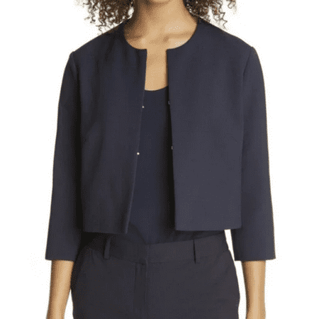 Boss Jileky Collarless Short Jacket in Blue, Size 14
