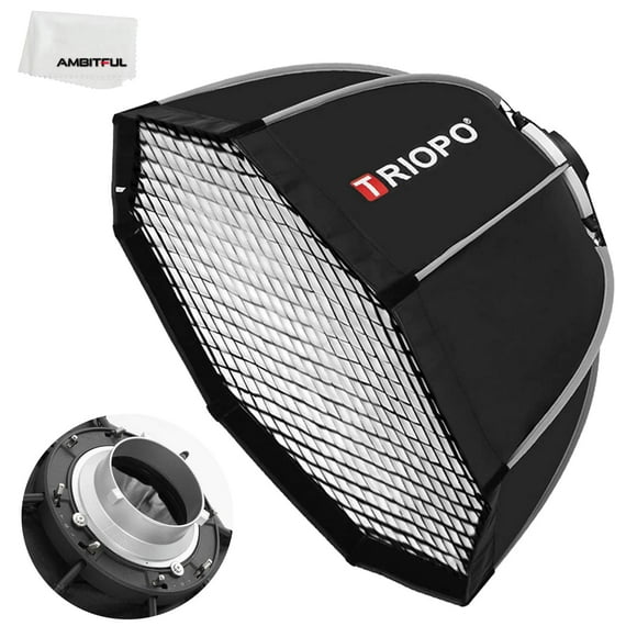 Softbox AMBITFUL, octágono portátil, 90 cm, con rejilla en forma de panal