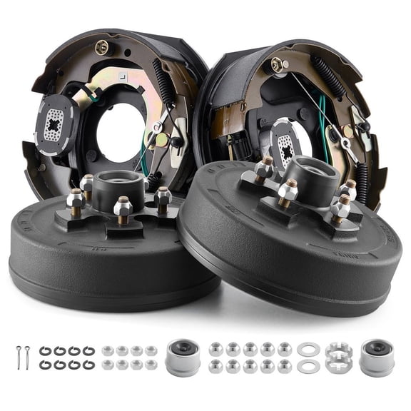 Electric Trailer Brake Assembly, 10 x 2-1/4 Inch, 1 Pair Self-Adjusting Electric Brakes Kit for 3500 lbs Trailer Axle, Backing Plates for Braking System Part Replacement, Fit for Trailers, RVs