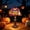 A, variant on Homellea Halloween Resin Skeleton Night Light, 11.02 Inch Spooky Table Lamp with Pumpkin Ghost Bat Lampshade for Bedroom, Desk, Mantel, Living Room and Halloween Party Decor