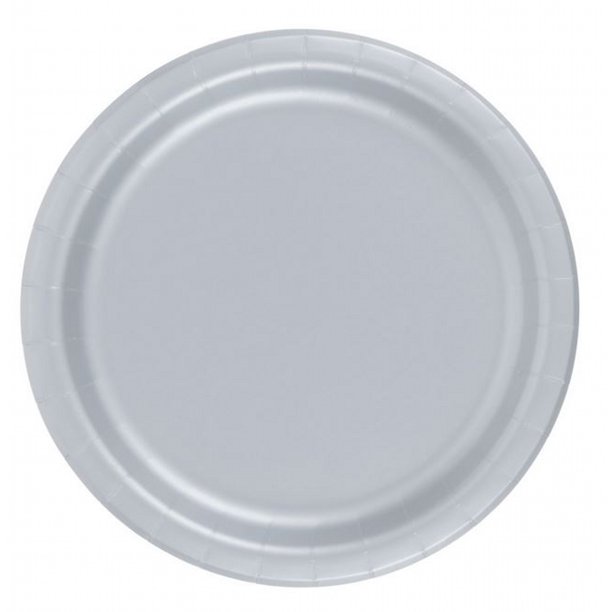 240 Plates 7" Paper Dessert Plates Wax Coated Silver