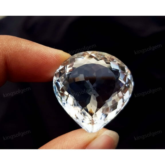 73 Ct Natural White Color Crystal Heart Shape Quartz Eye Clean Loose Gemstone