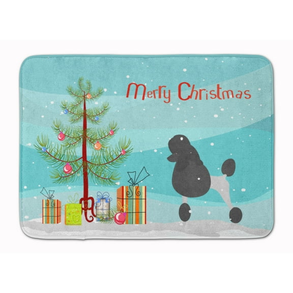 Poodle Merry Christmas Tree Machine Washable Memory Foam Mat