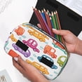 thumbnail image 6 of Rateoe Doodle Cars Pattern Double Clamshell Pen Case, Storage Organizer with Two Zipper Compartments– Holds Up to 50 Pencils & Pens, 6 of 7
