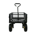 thumbnail image 4 of TidBay 880lbs Capacity Garden Cart, Heavy Duty Mesh Metal Utility Wagon with Flat-Free Tires, Removable Sides, Flexible Handle Yard Cart (Yellow), 4 of 6