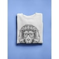 thumbnail image 3 of Hipster Lion With Glasses B/w. Sweatshirt Women -Image by Shutterstock, Female Large, 3 of 4
