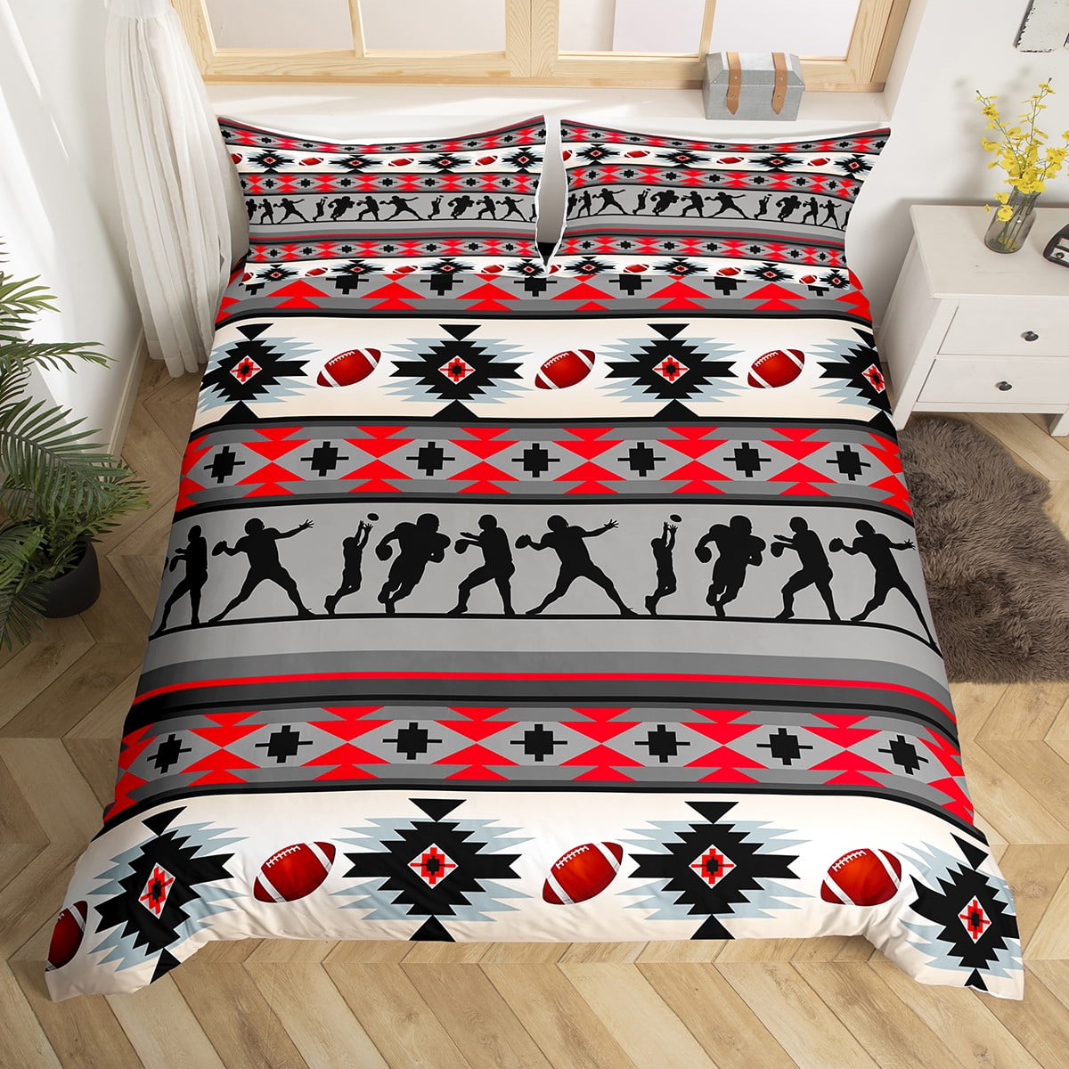 Rugby Ball Duvet Cover Ethnic Tribe Arrow Aztec Bedding Set for ...