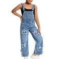 thumbnail image 5 of Girls' Denim Overall Jumpsuits Kids Casual Sleeveless Overalls Girls Wide Leg Jeans Girls Overalls with Pockets Kids Clothes Girls Size 9-10 Years, 5 of 5