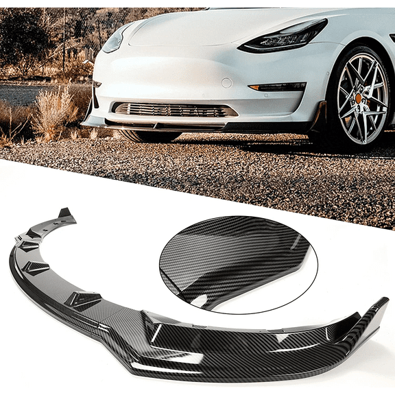 KOJEM Front Bumper Lower  Lip Splitter Kit for 17 18 19 20 21 Tesla Model 3 Sedan Body Spoiler Carbon Fiber Printing 3PCS