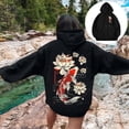thumbnail image 2 of YAYUBA Women's Graphic Hoodies Japanese Hoodie Top Oversized Long Sleeve Anime Pullovers Sweatshirts, M, Black, 2 of 7