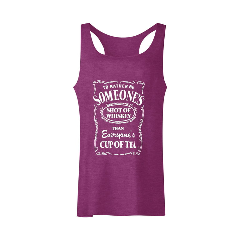 Anbech Women Funny Graphic Workout Tank Shot of Whiskey O-Neck T Shirt Vest  