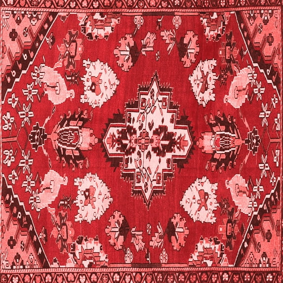 Ahgly Company Indoor Square Persian Red Traditional Area Rugs, 7' Square