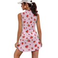 thumbnail image 2 of Pzuqiu Strawberry Print Women's Golf Dress Size XL Fashion Athletic Pullover Tops Quarter Zip Workout Dresses with Built in Shorts Comfortable Sleeveless for Daily Wear, 2 of 7
