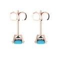 thumbnail image 4 of 2.0 Ct Round Cut Studs Blue Turquoise 18K Rose Solid Solid Gold Everyday Dainty Earrings Push Back, 4 of 7