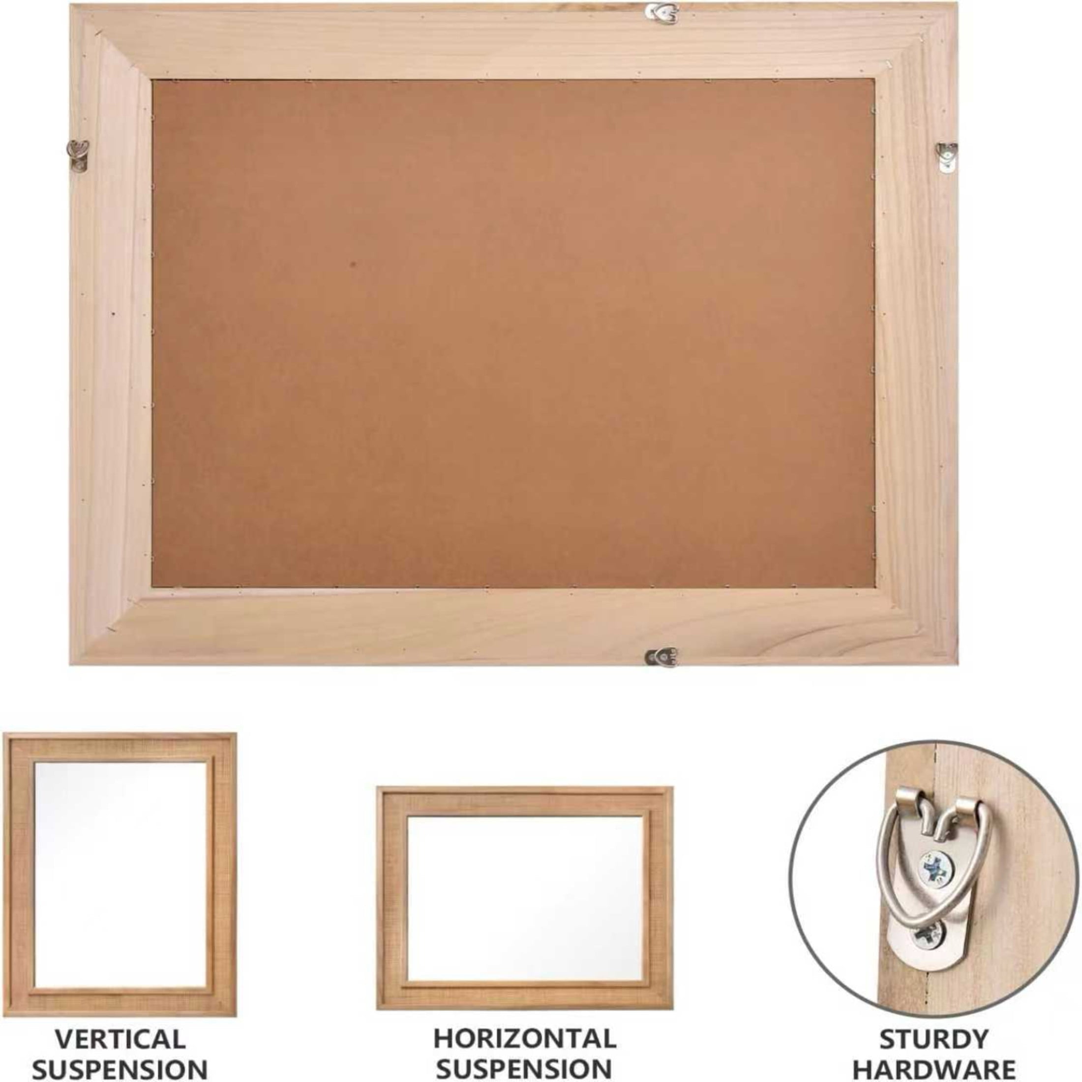 Noble House 20"x30" Rattan Rectangle Wall Mirror, Decorative Accent Bathroom Mirror with Solid Wood Frame, Natural Wood