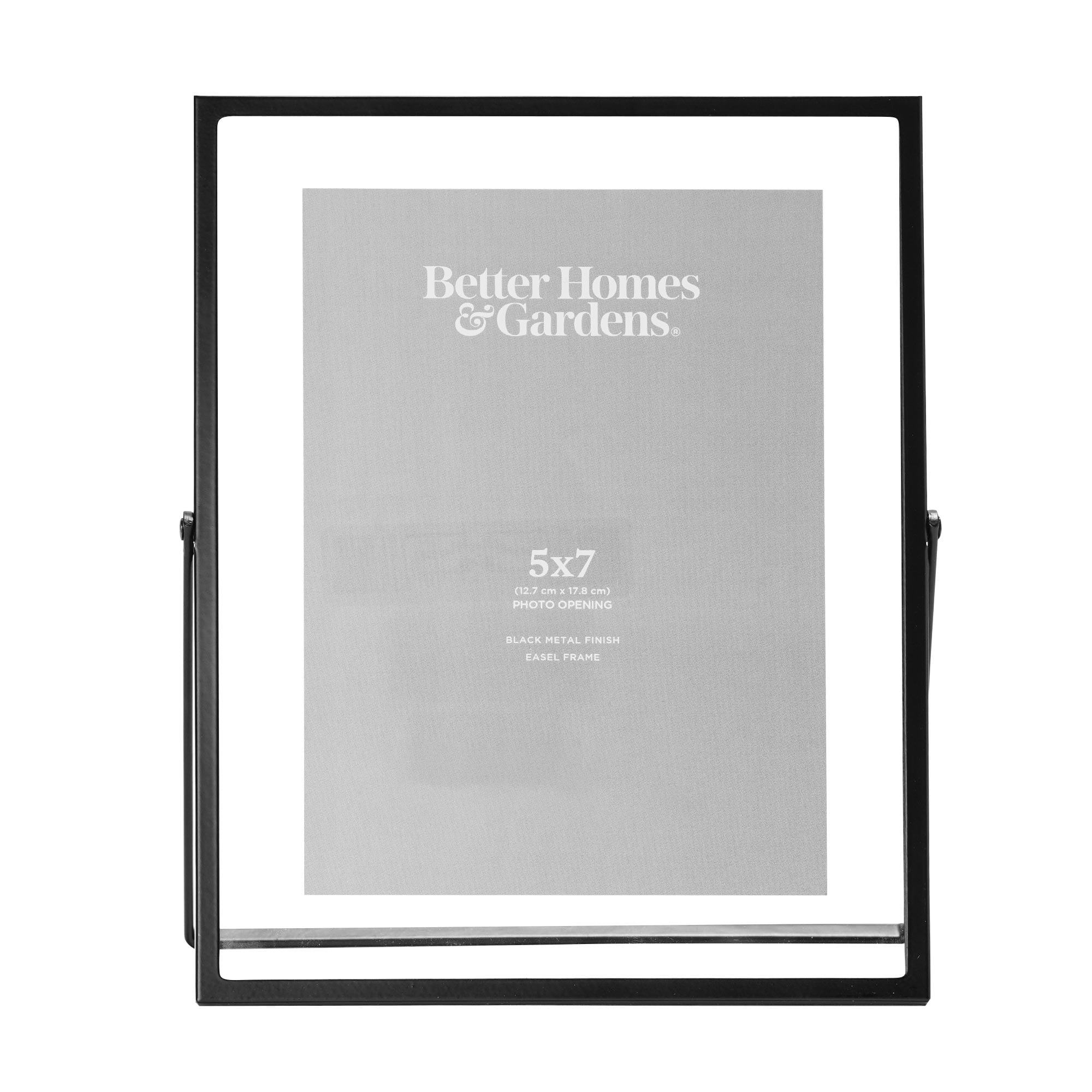 (2 pack) Better Homes & Gardens Tabletop Picture Frame, Holds 5 x 7 Photo, 7 x 9 Frame Size, Black Float Metal Frame