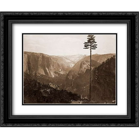 Yosemite Valley from the Best General View, 1866 2x Matted 24x20 Black Ornate Framed Art Print by Watkins, (Watkins Of Best Of The West)