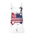 thumbnail image 3 of Sakmal Blue Womens Rompers for Summer Scoop Neck Outfits Independence Day Sleeveless Short Jumpsuits American Flag Rompers, 3 of 5
