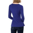 thumbnail image 4 of INSPIRE CHIC Women's Peplum Sweater V Neck Long Sleeve Ribbed Knit Tops S Indigo Blue, 4 of 9