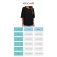 thumbnail image 5 of Camiseta de verano para mujer, cuello redondo, Color puro, transpirable, tipo suelto, camisa de gasa de doble capa, negro XXL, 5 of 5
