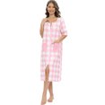 thumbnail image 4 of Buffalo Plaid Robe for Women - Medium Length Luxury Holiday Kimono Women's Nightgown Bathrobe with Pockets 3/4 Sleeve Pajamas Dress,Pink S-2XL, 4 of 7