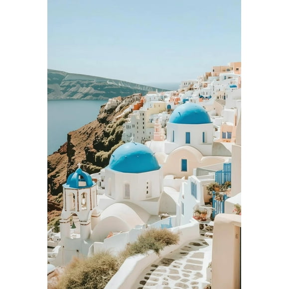 Italian Lemon Orange Olive Tree Retro Mediterranean Greece Landscape Poster Canvas Painting Wall Art Pictures Home Decoration50 x 70 cm (without frame),SKU-13