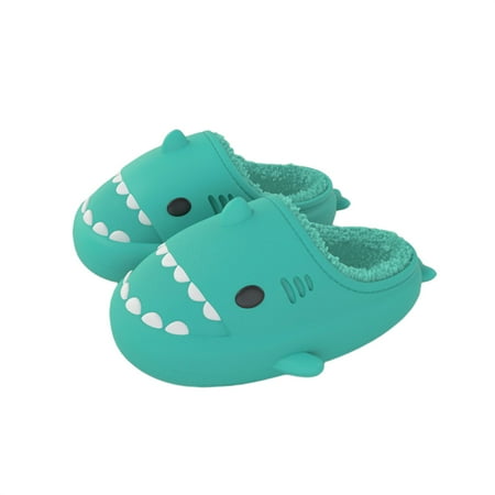 

Lieserram Kids Winter Slippers with Cartoon Shark Shape Thick Warm Plush Waterproof Outer Layer Shoes