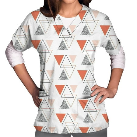 

TAIAOJING Women s Geometric V-Neck Scrubs Top