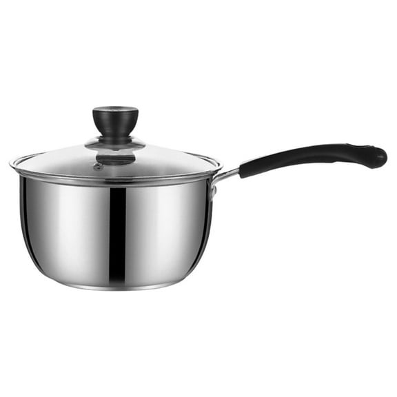 OUNONA Silver Stainless Steel Small Saucepan with Lid for Quick Heating