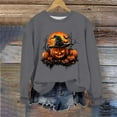 thumbnail image 5 of Jsaierl Halloween Sweatshirts for Women Spooky Pumpkin Ghost Graphic Sweatshirt Trendy Crewneck T-shirt Long Sleeve Holiday Pullover Tops Halloween Gifts, 5 of 6