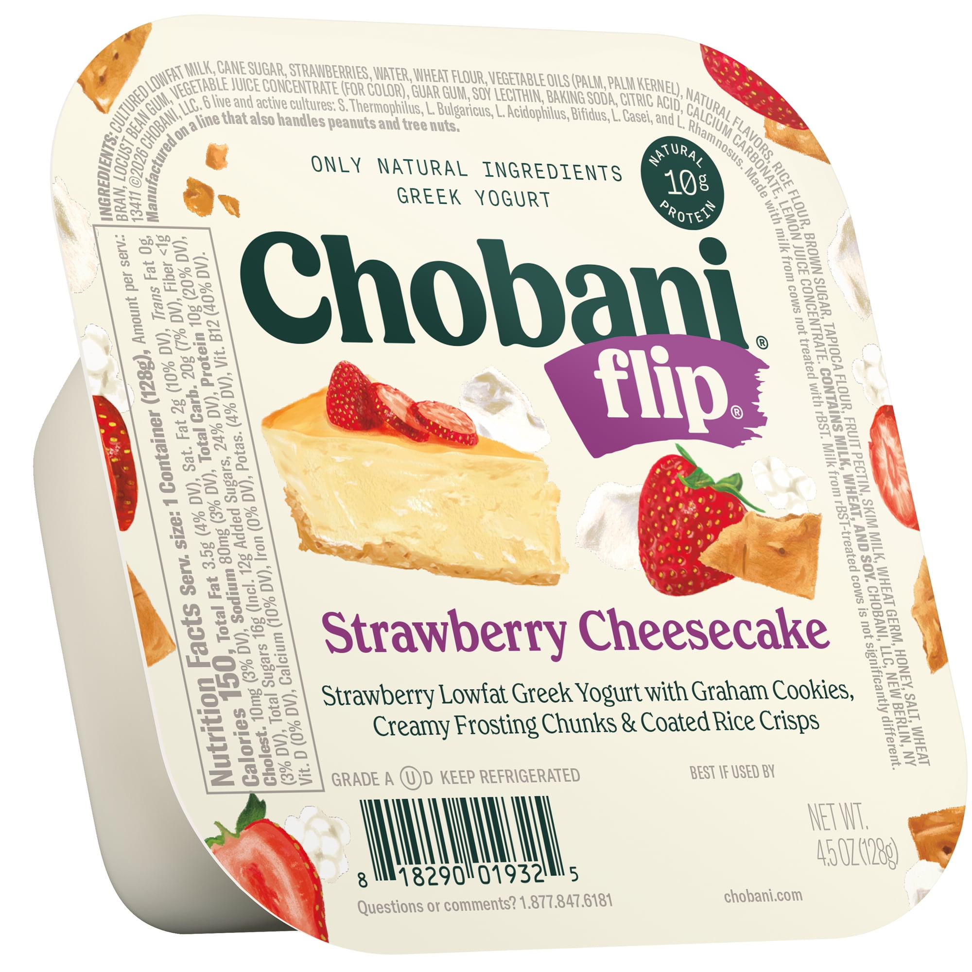 Chobani Flip Low-Fat Greek Yogurt Strawberry Cheesecake 4.5 oz Cup