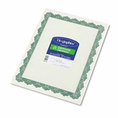 Geographics Christmas Paper Geographics Parchment Paper Certificates, Green Border, 25 Sheets ()