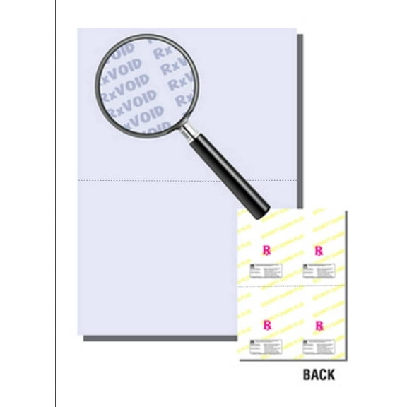 Secure Rx Prescription Form Paper w Hrz Perf, Blue 24-lb, 8.5" x 11"- 500 Sheets