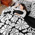 thumbnail image 4 of Homewish Bohemian Daisy Floral 7-Piece King Bedding,Abstract Aesthetic King Bed in a Bag,White Black,Black Reversible, 4 of 8