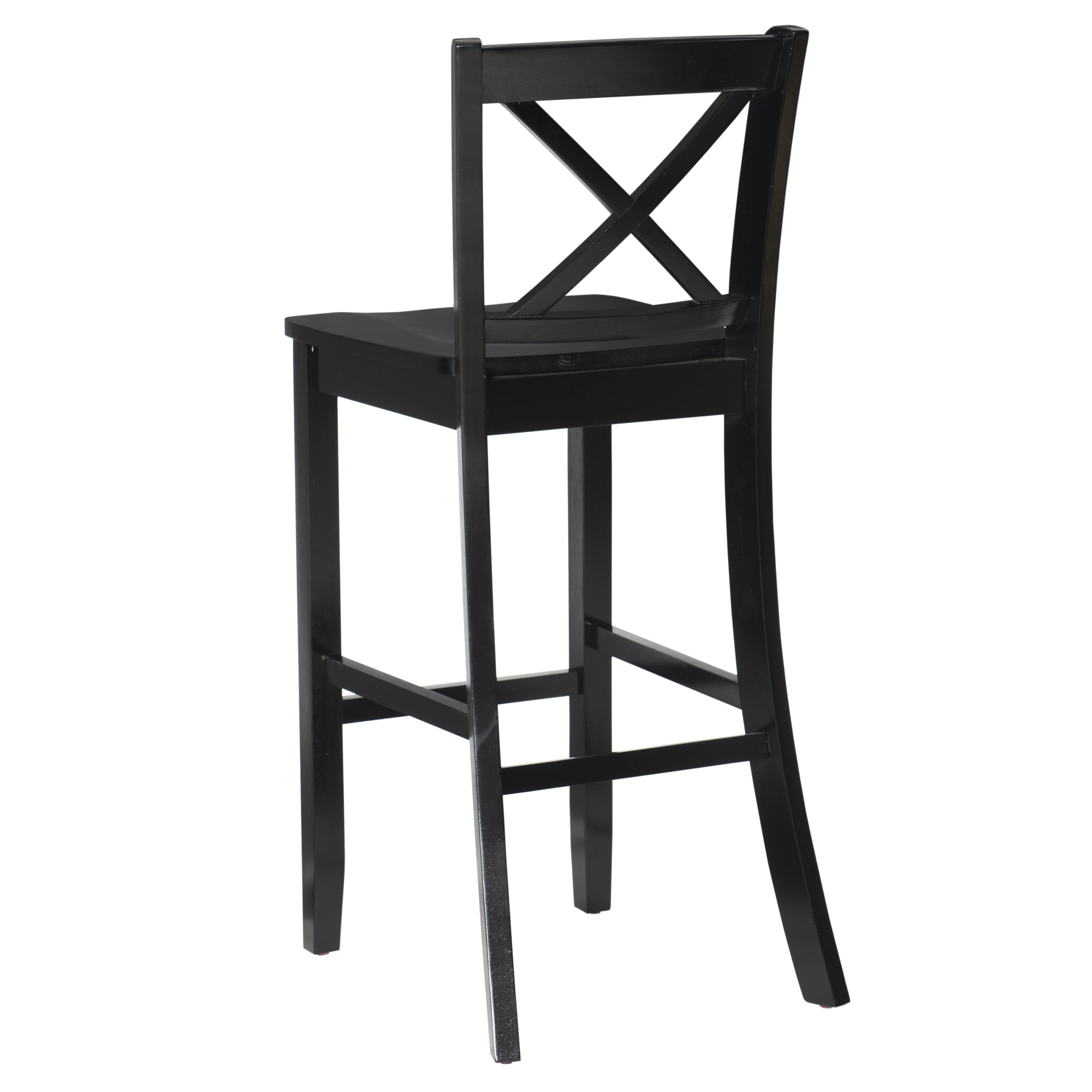 Linon Torino 30" Cross-Back Indoor Wood Bar Stool, Black