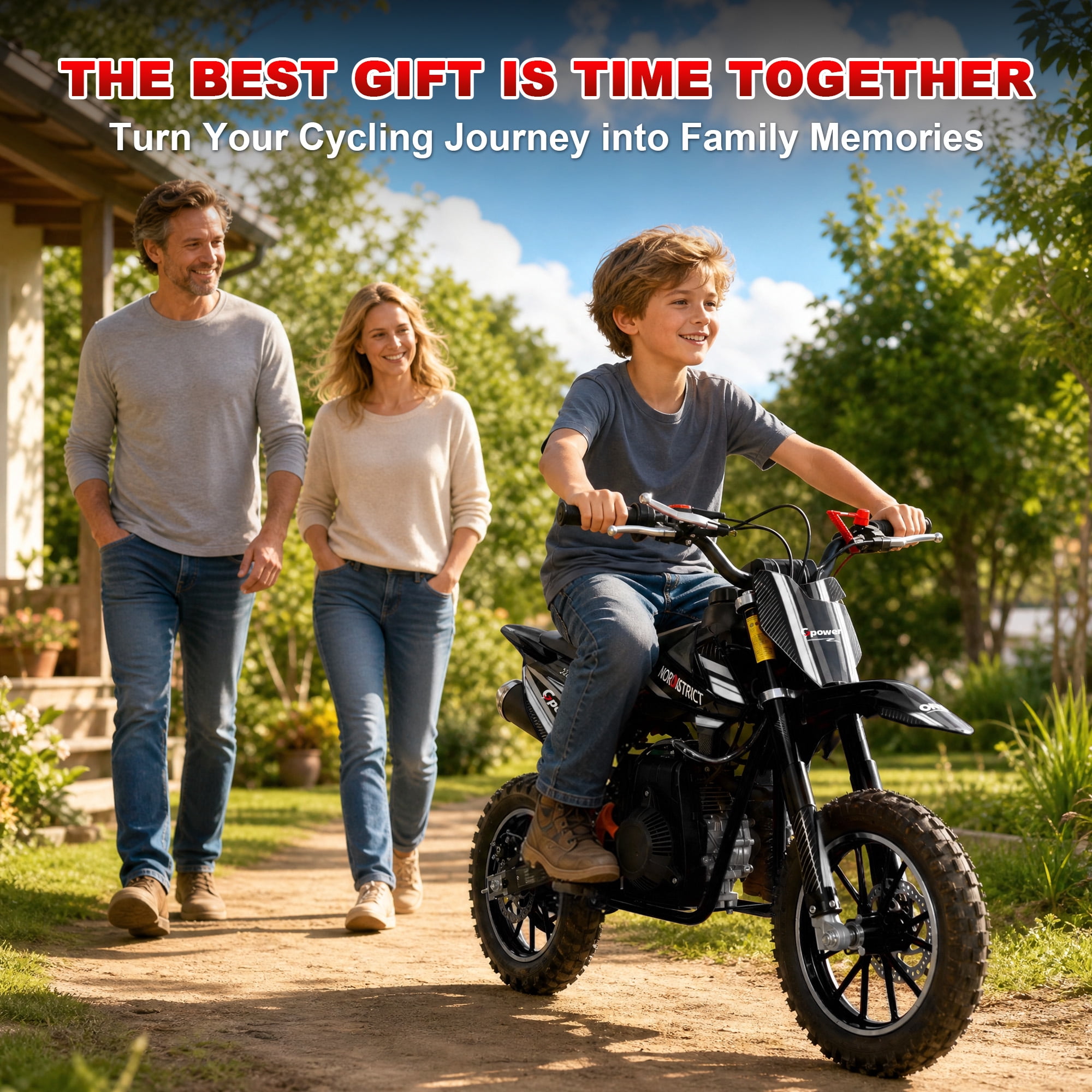 Gpower 50cc 4-Stroke Dirt Bike for Kids 8-14, Gas Power Mini Dirt Bike,1-Seater,Black