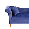 thumbnail image 6 of 63" End of Bed Storage Bench with 2 Pillows, Velvet Storage Couch with Buttons Tufted and Nailhead Trimmed, Rolled Arm Loveseat for Bedroom, Living Room, Blue, 6 of 7