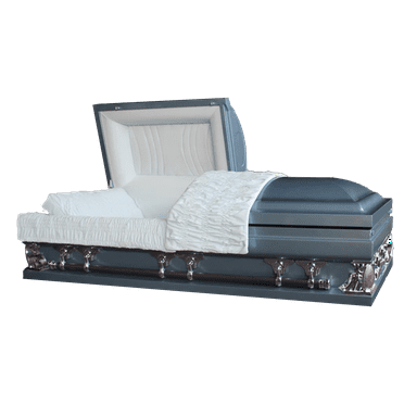 Casket Emporium Gemini Series Blue Casket, Oversized various sizes 18 guage non-sealed steel, half-Couch Casket