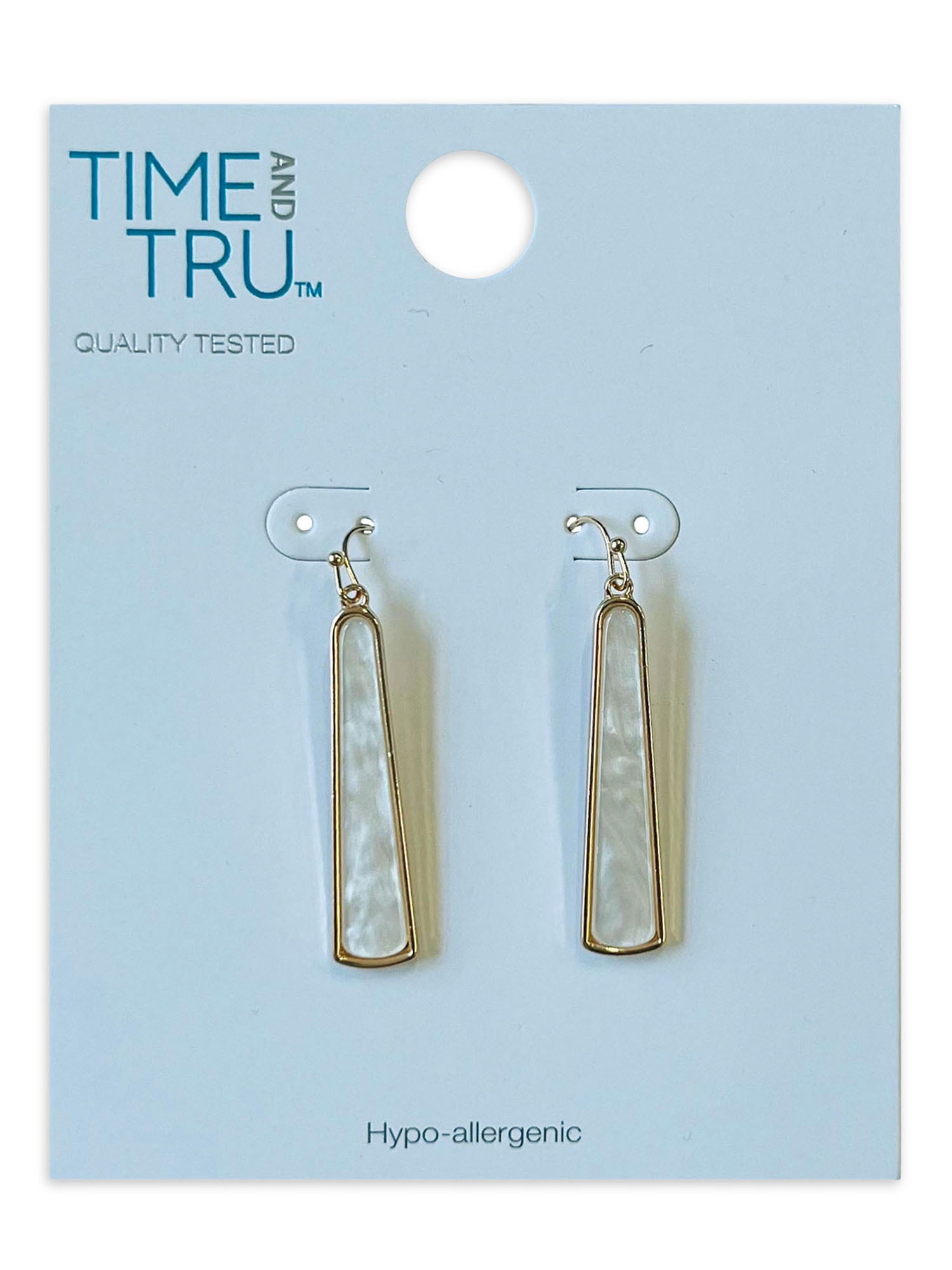 Time and Tru Mother of Pearl Gold Plated Fish Hook Earrings with Bullet Backs