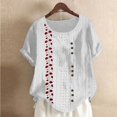 thumbnail image 3 of Blusas de Manga Corta para las Mujeres Impreso Cómodo Suelto Botón Corte Cerradura Casual Cuello Redondo Superior, 3 of 4