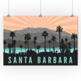 thumbnail image 2 of Santa Barbara, California, Palm Trees and Mountains (24x36 Giclee Gallery Art Print, Vivid Textured Wall Decor), 2 of 3